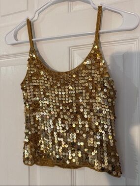 Betsey Johnson Gold Sequin Knit Cami- small